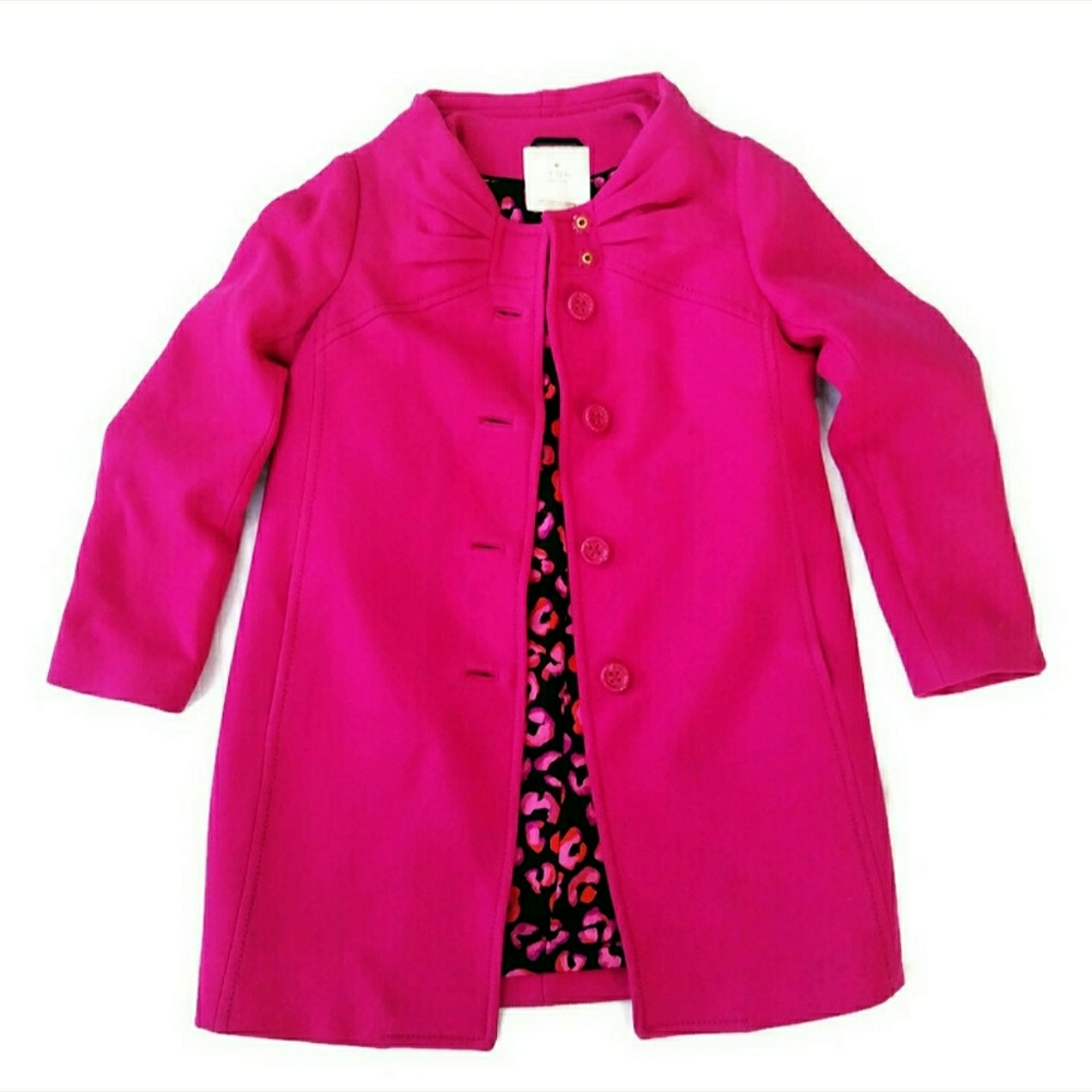 Kate Spade Etta Bow Snapdragon Pink Wool Coat 4 - Picture 2 of 9